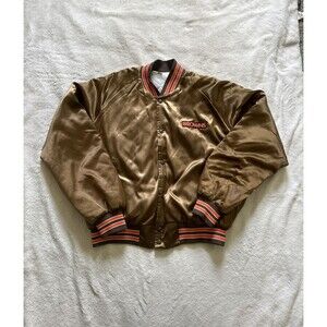 Vintage 80s Chalk Line Cleveland Browns Quilted Snap Bomber Satin Jacket Size XL